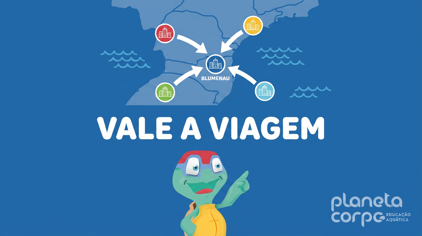 Natação infantil em Gaspar, Pomerode, Indaial, Timbó: por que famílias vêm pra Blumenau